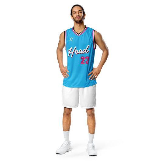 Miami Hood Blue Recycled unisex basketball jersey