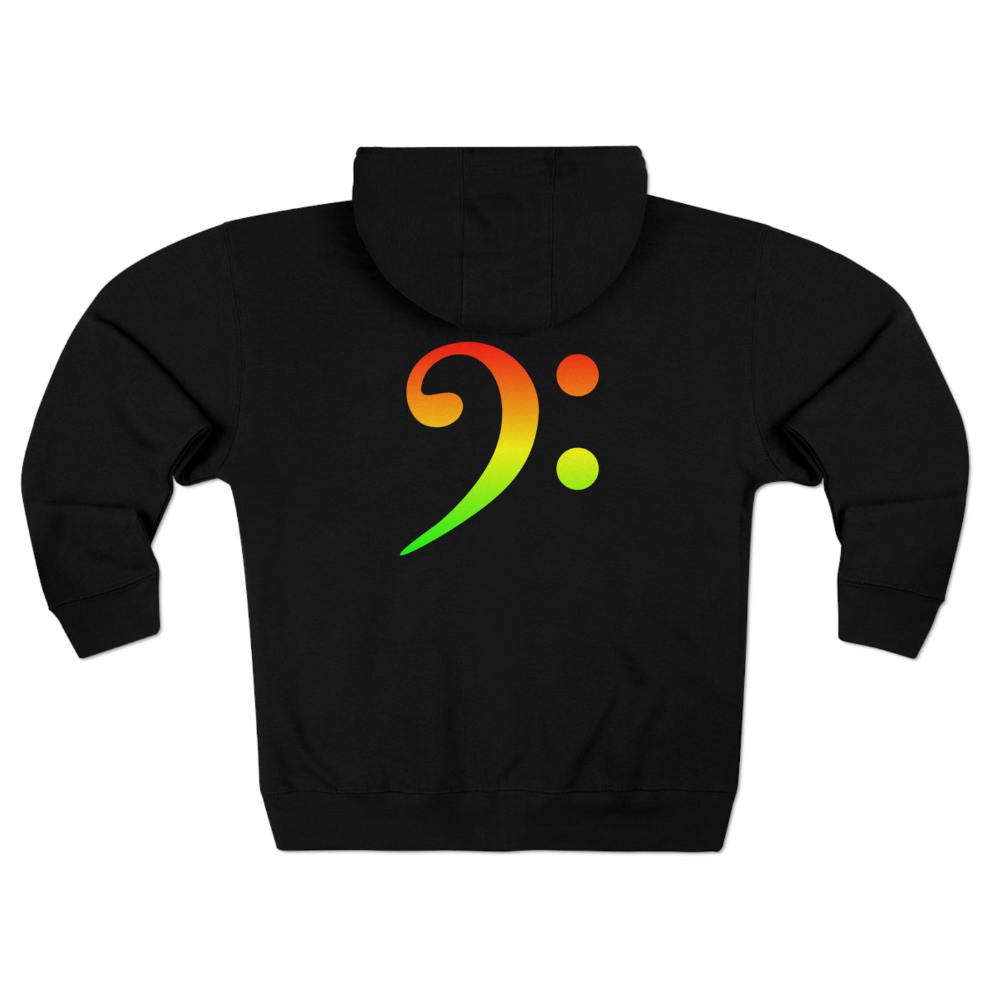 Red Green Gold Gradient Bass Clef Unisex Zip Hoodie