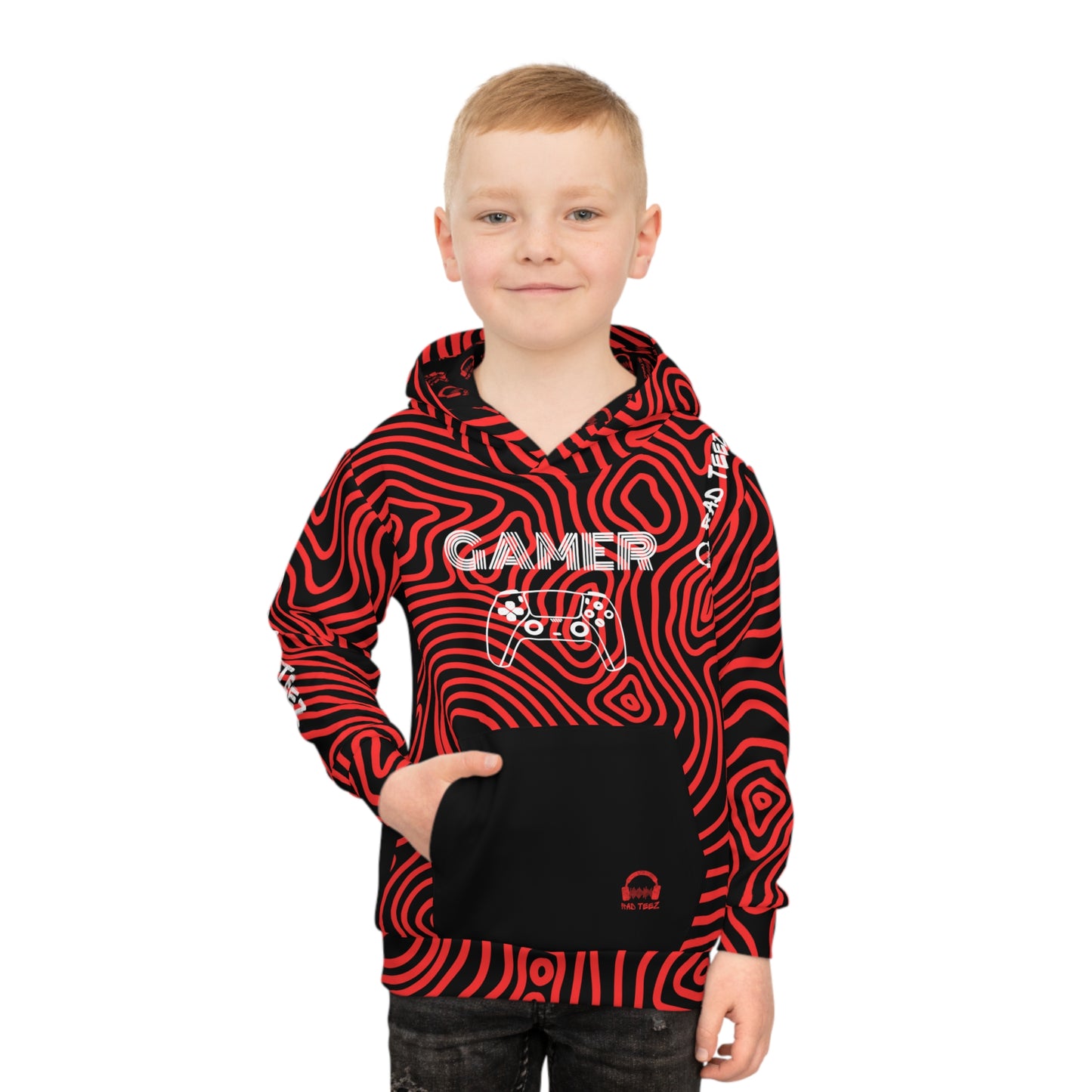PS Gamer Rad Teez Red Swirl Kids Hoodie