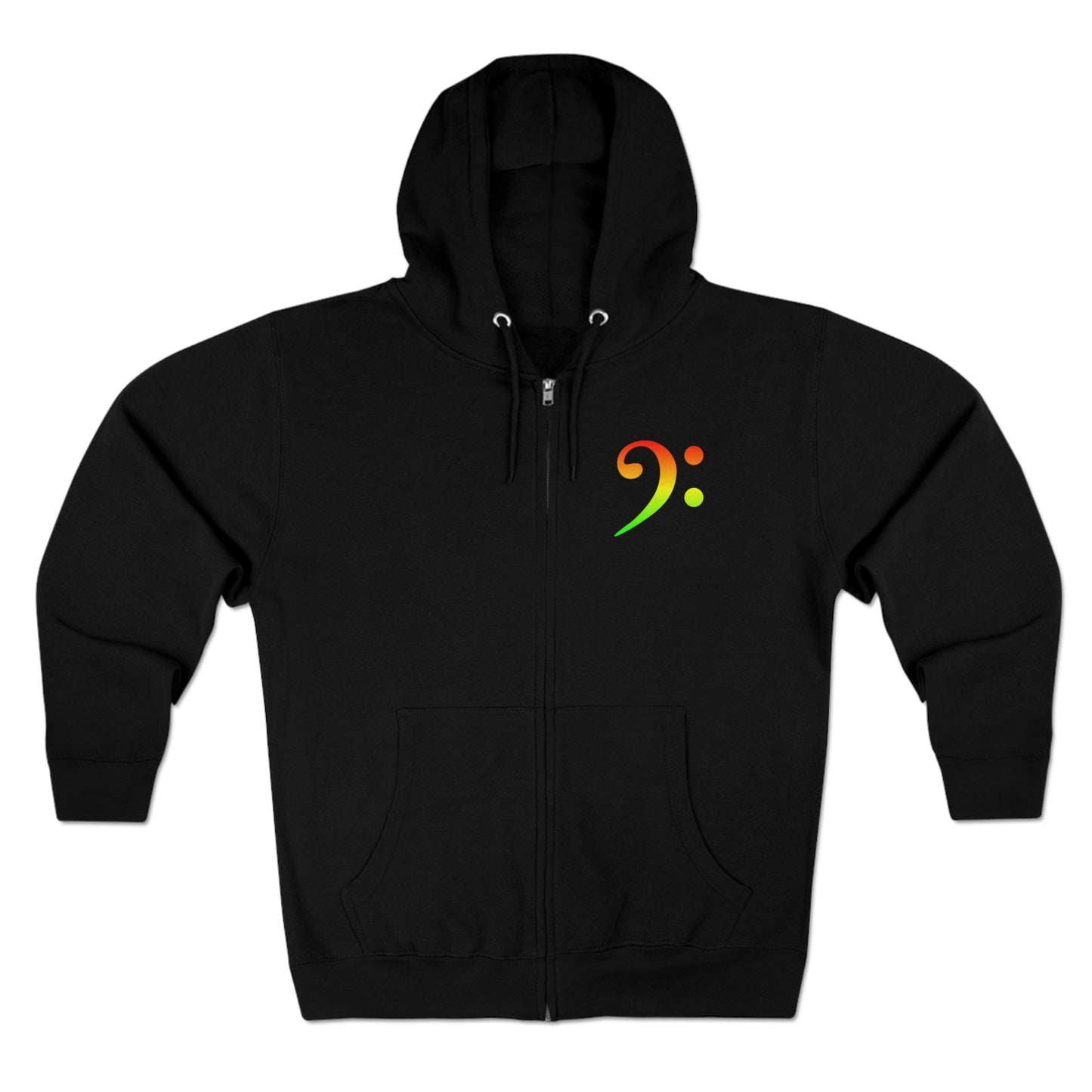 Red Green Gold Gradient Bass Clef Unisex Zip Hoodie