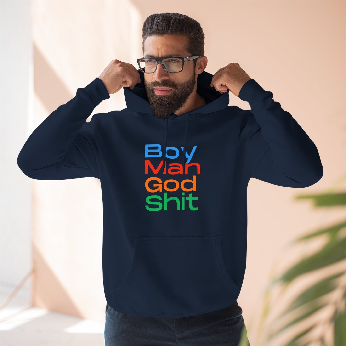 Boy Man God Sh*t Three-Panel Fleece Hoodie
