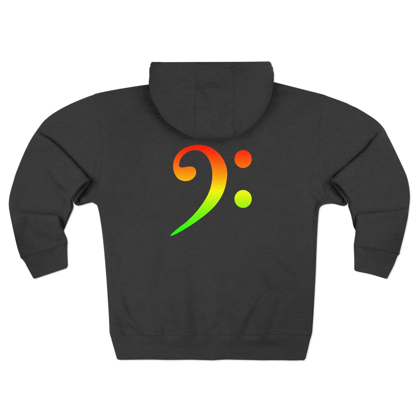 Red Green Gold Gradient Bass Clef Unisex Zip Hoodie