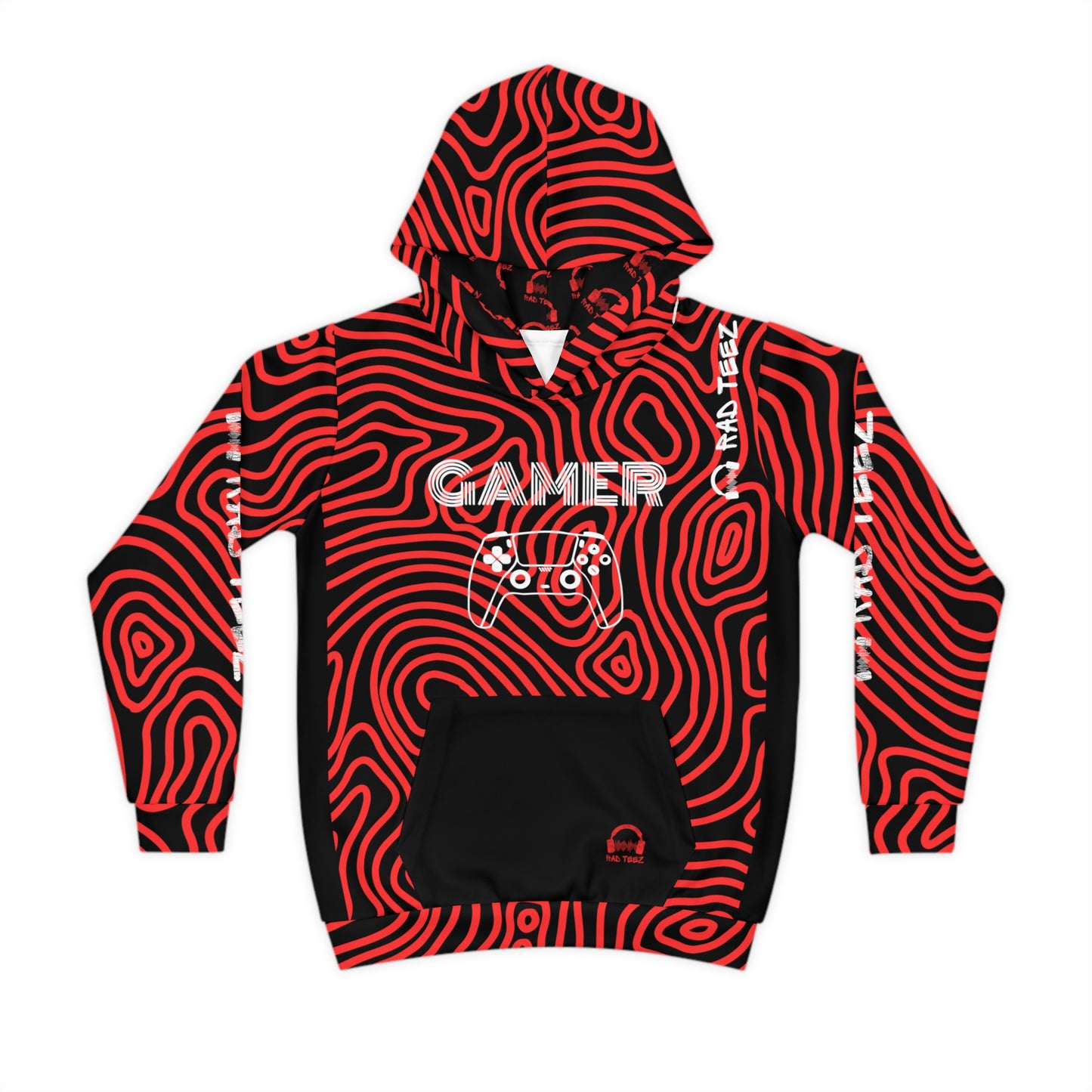 PS Gamer Rad Teez Red Swirl Kids Hoodie