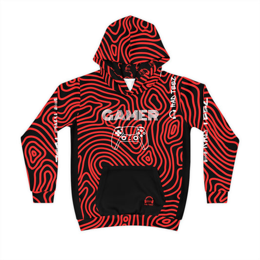 PS Gamer Rad Teez Red Swirl Kids Hoodie