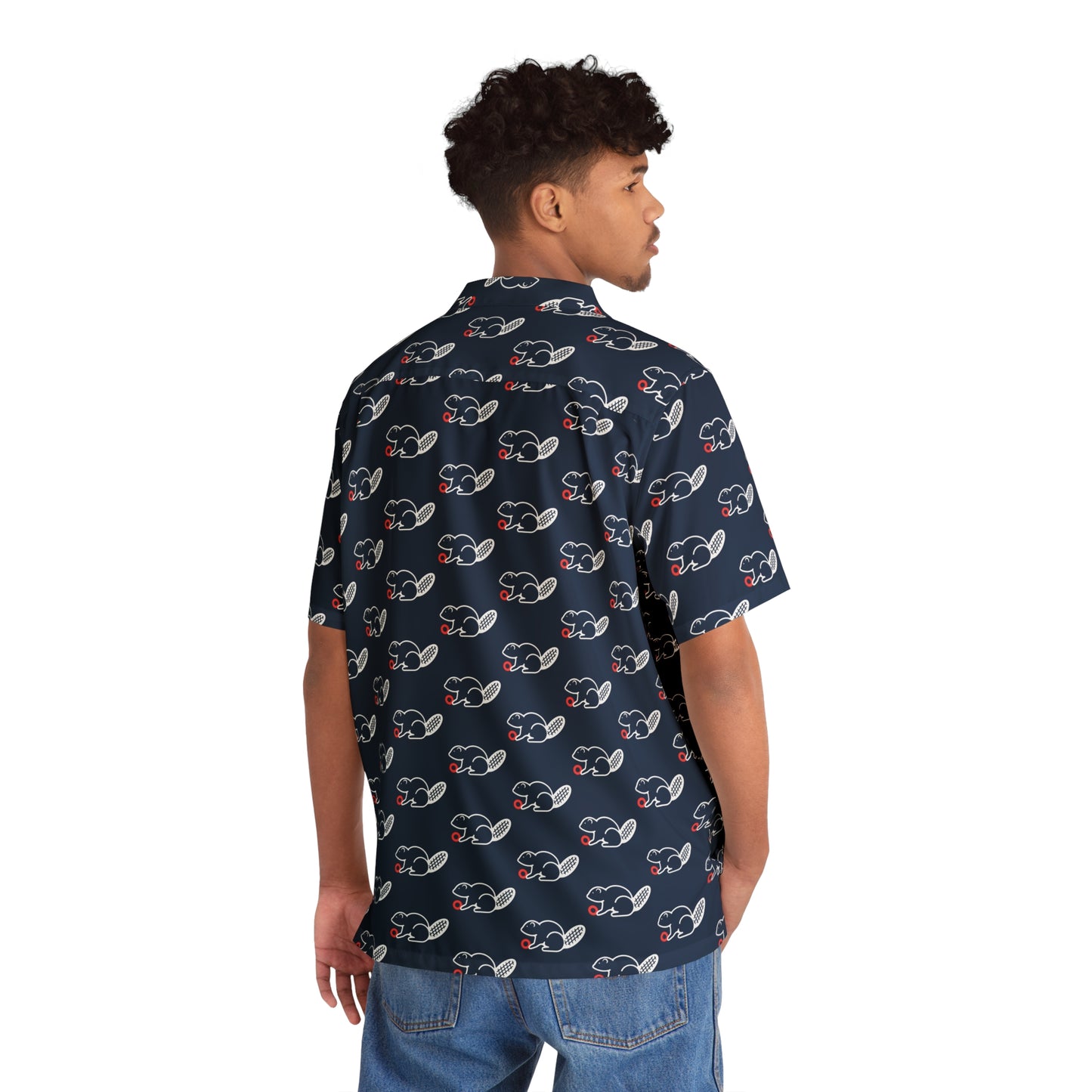 Star Lake Beaver All Over Men's Hawaiian Shirt (AOP)