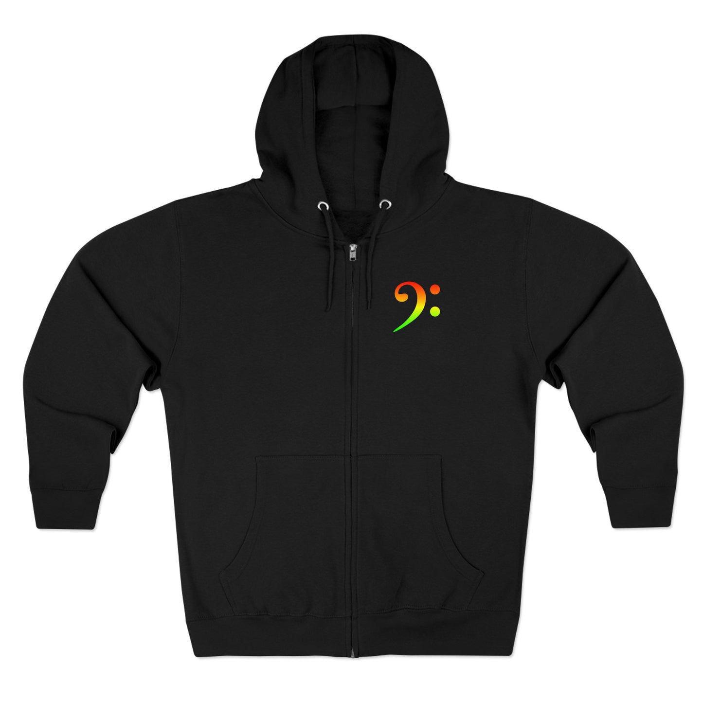 Red Green Gold Gradient Bass Clef Unisex Zip Hoodie