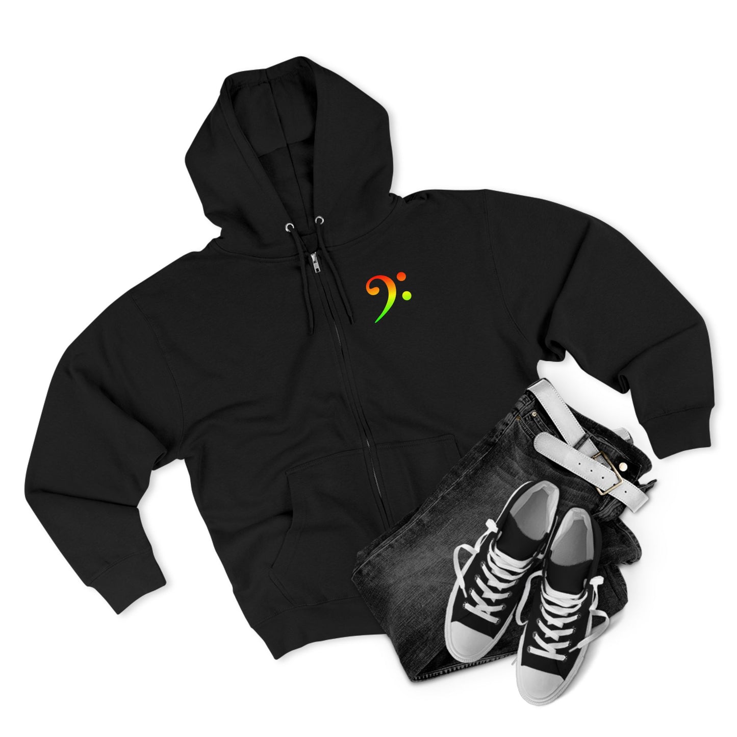 Red Green Gold Gradient Bass Clef Unisex Zip Hoodie