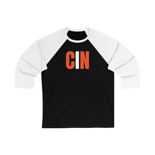 CIN Cincy Football Unisex 3\4 Sleeve Baseball Tee