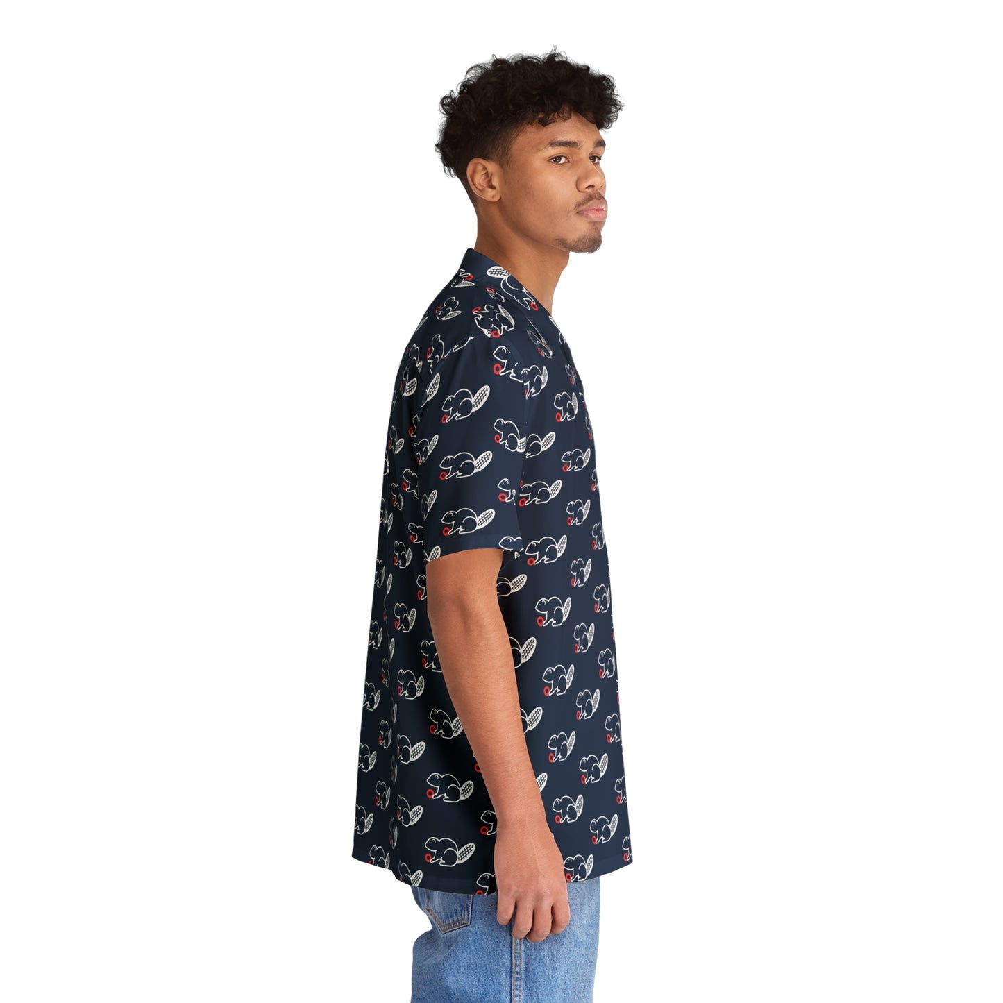 Star Lake Beaver All Over Men's Hawaiian Shirt (AOP)