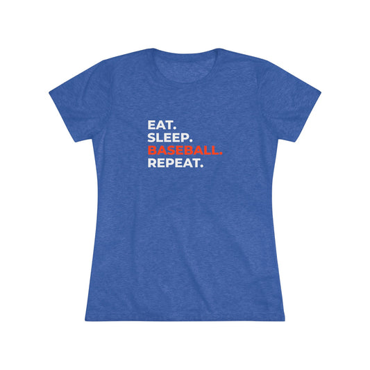 Eat. Sleep. Baseball. Repeat. Women's Baseball Tee