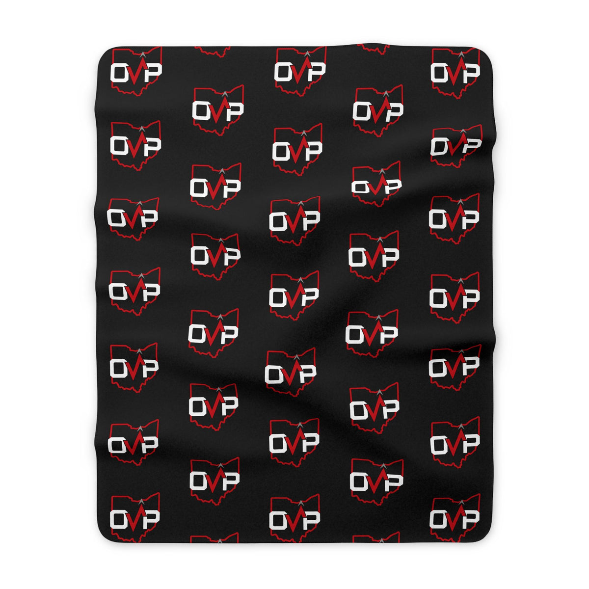 Black Sherpa Blanket with Red Ohio Heart OVP Logo – Cozy Fleece Throw