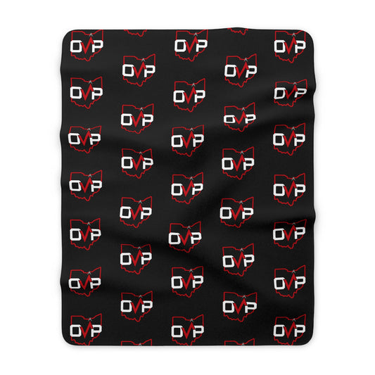 Black Sherpa Blanket with Red Ohio Heart OVP Logo – Cozy Fleece Throw