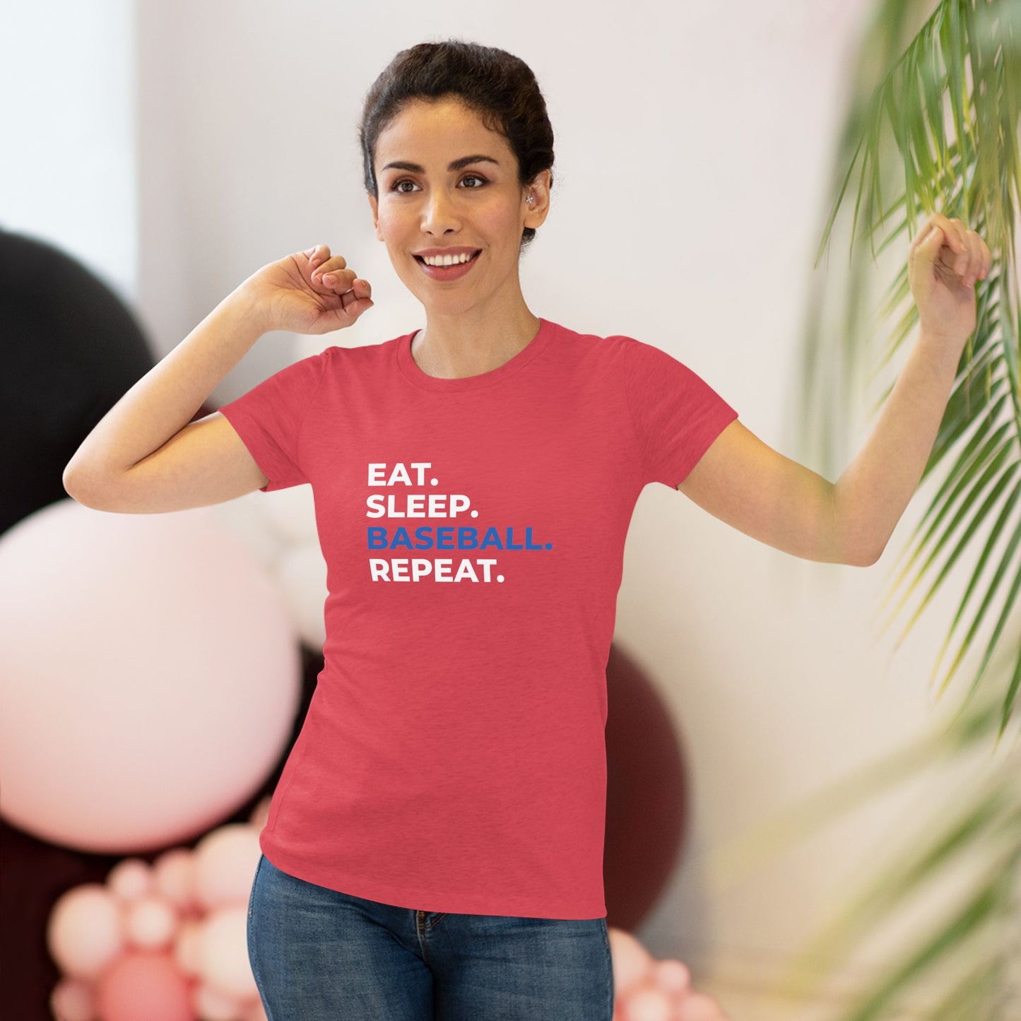 Eat. Sleep. Baseball. Repeat. Women's Baseball Tee
