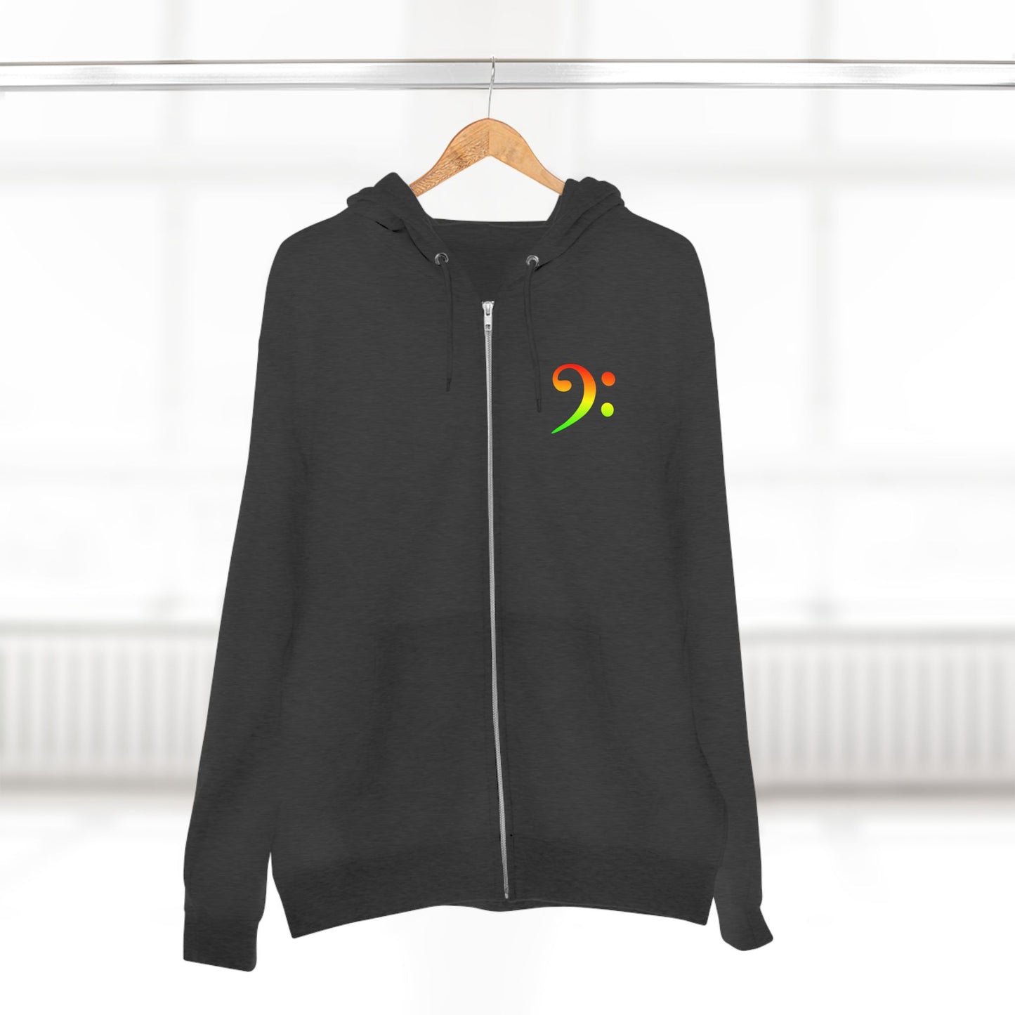 Red Green Gold Gradient Bass Clef Unisex Zip Hoodie