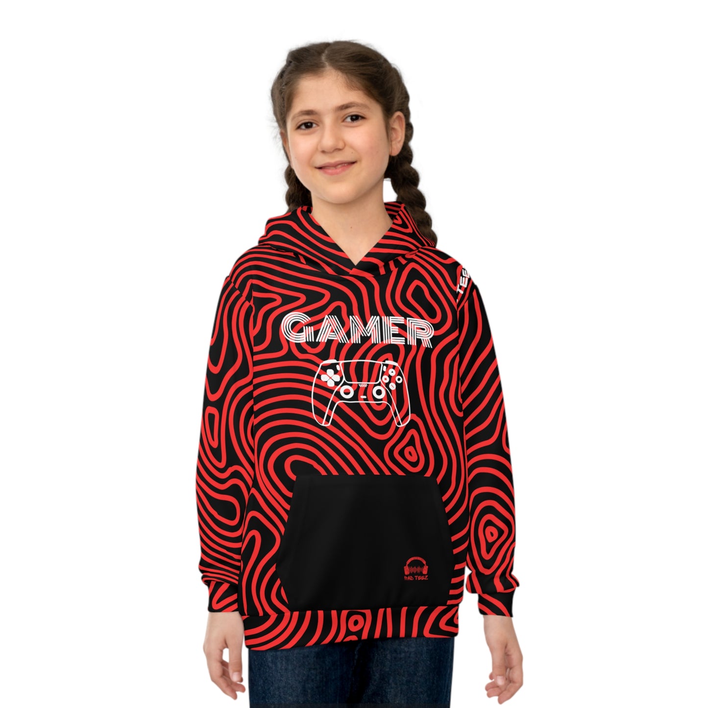 PS Gamer Rad Teez Red Swirl Kids Hoodie