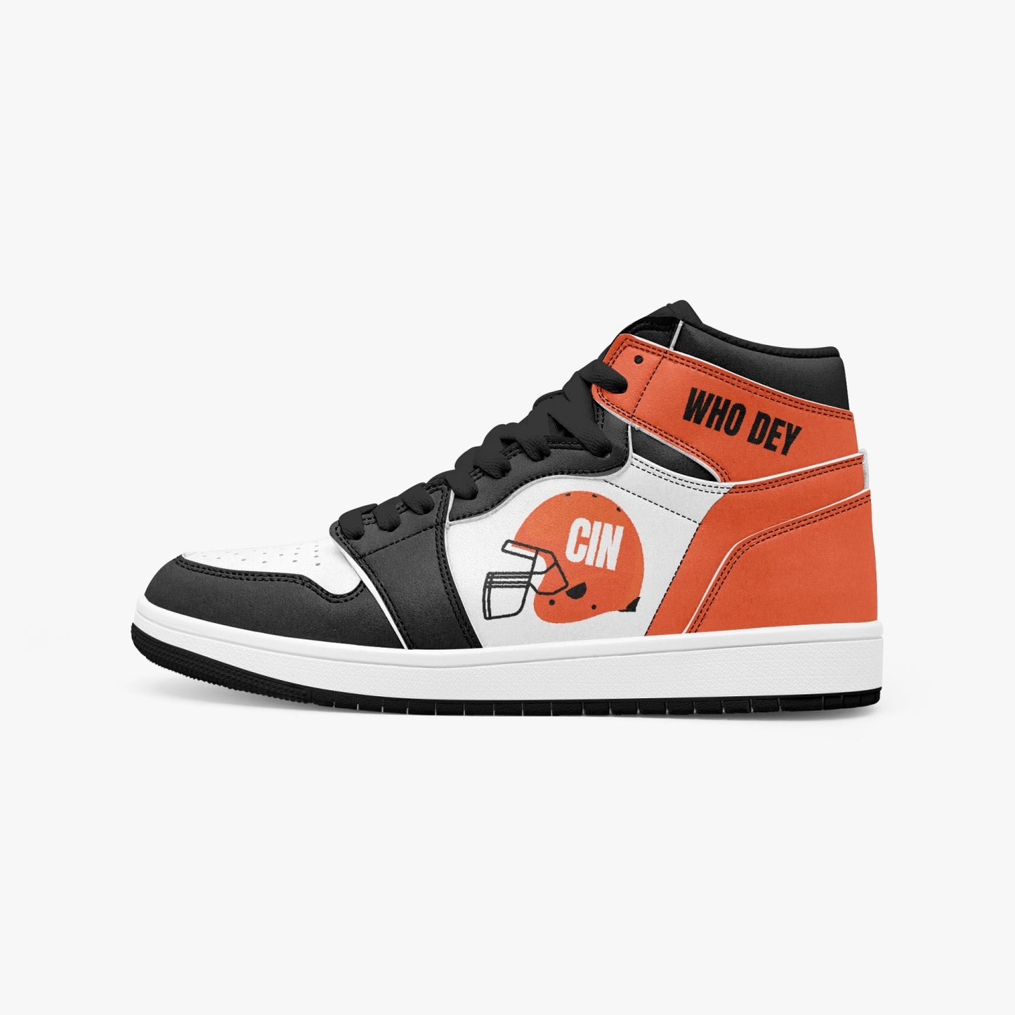 Cincy Football AJ1 Black High-Top Leather Sneakers