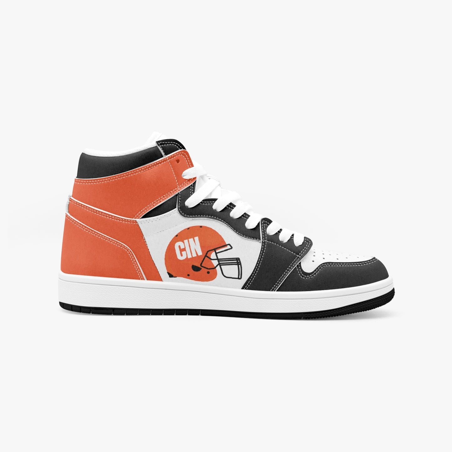 Cincy Football AJ1 Black High-Top Leather Sneakers