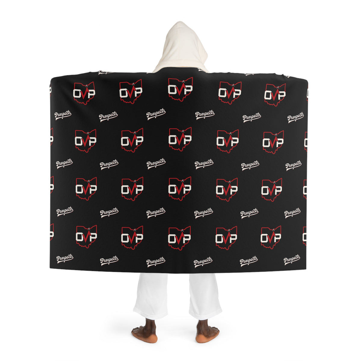 Hooded Sherpa Blanket – Black & Red Logo Cozy Throw