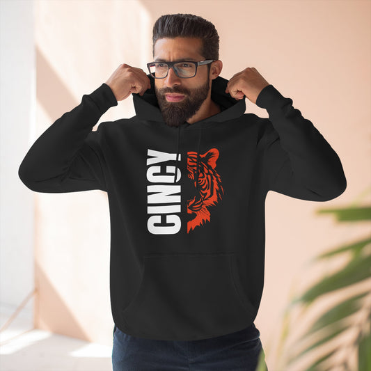Cincy Tiger Split Design Fleece Hoodie