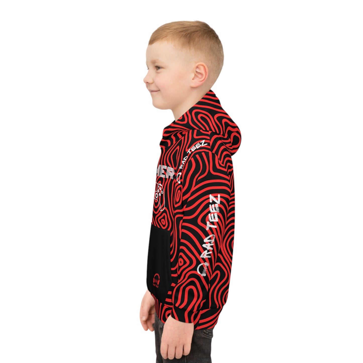 PS Gamer Rad Teez Red Swirl Kids Hoodie