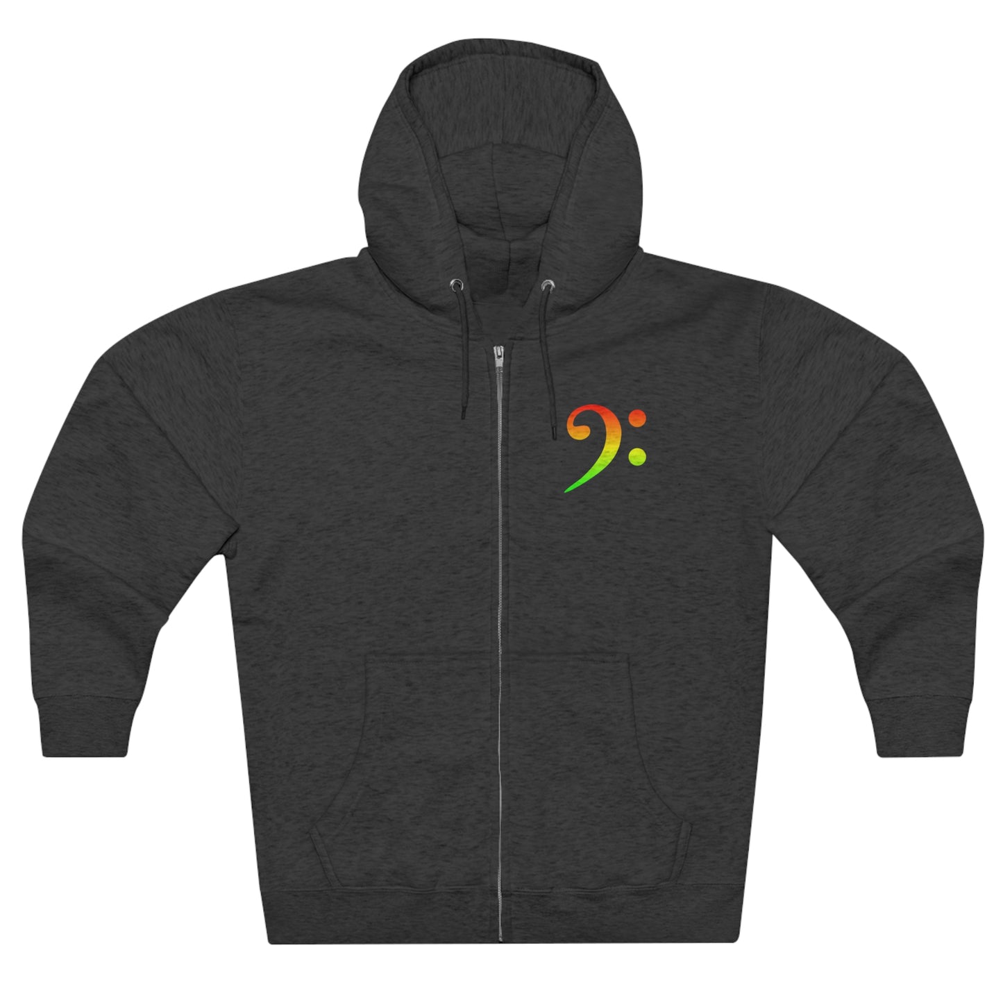 Red Green Gold Gradient Bass Clef Unisex Zip Hoodie