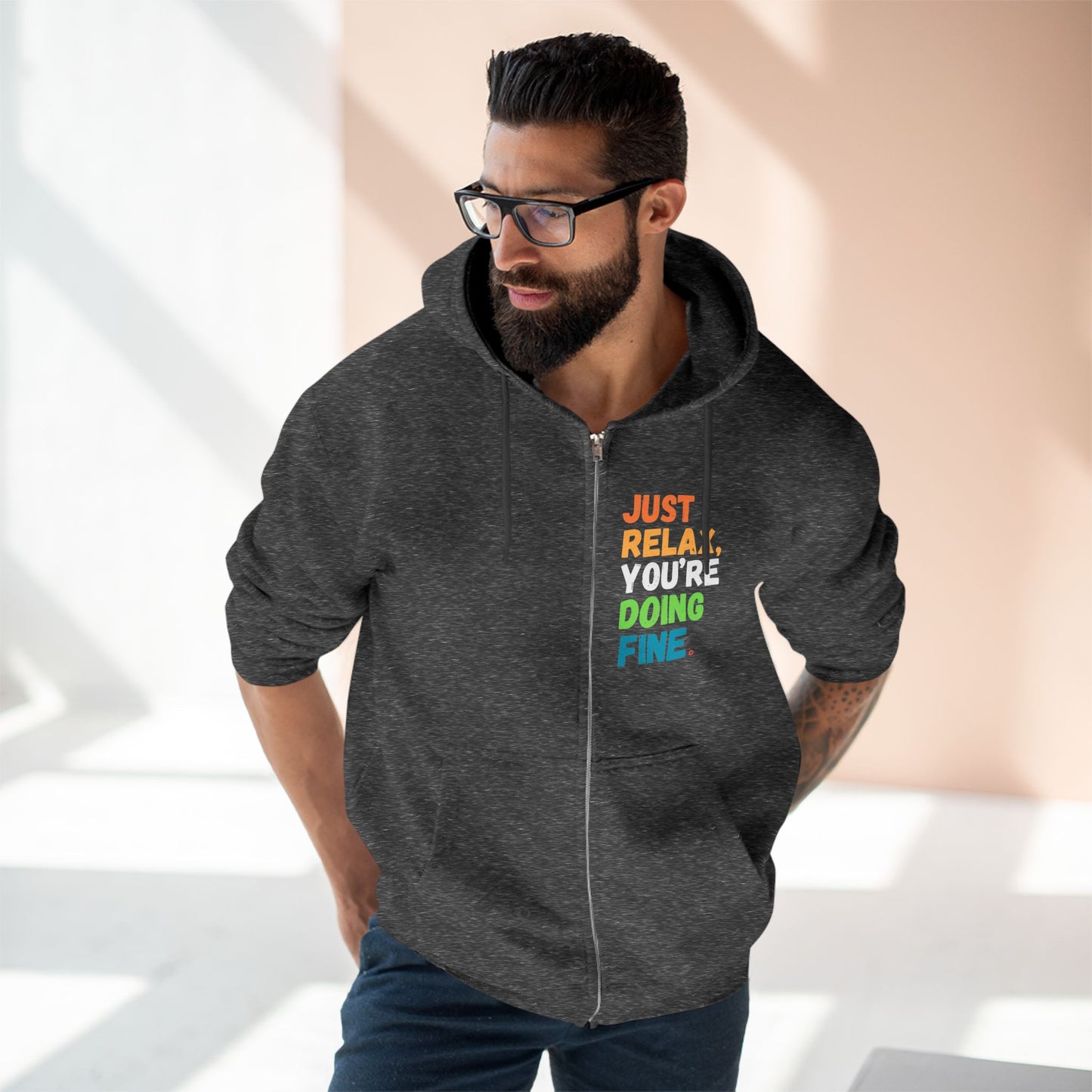 Just Relax You're Doing Fine Colorblock Hoodie
