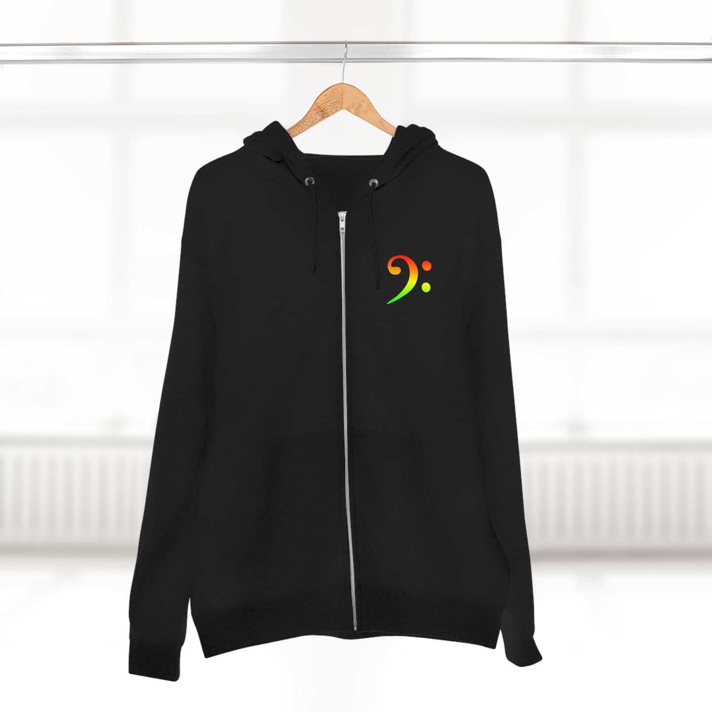 Red Green Gold Gradient Bass Clef Unisex Zip Hoodie