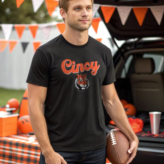 Cincy Football Tiger Unisex Tri-Blend Crew Tee