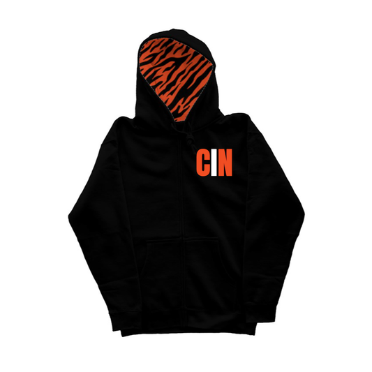 Cincy Football Striped Hood zip hoody