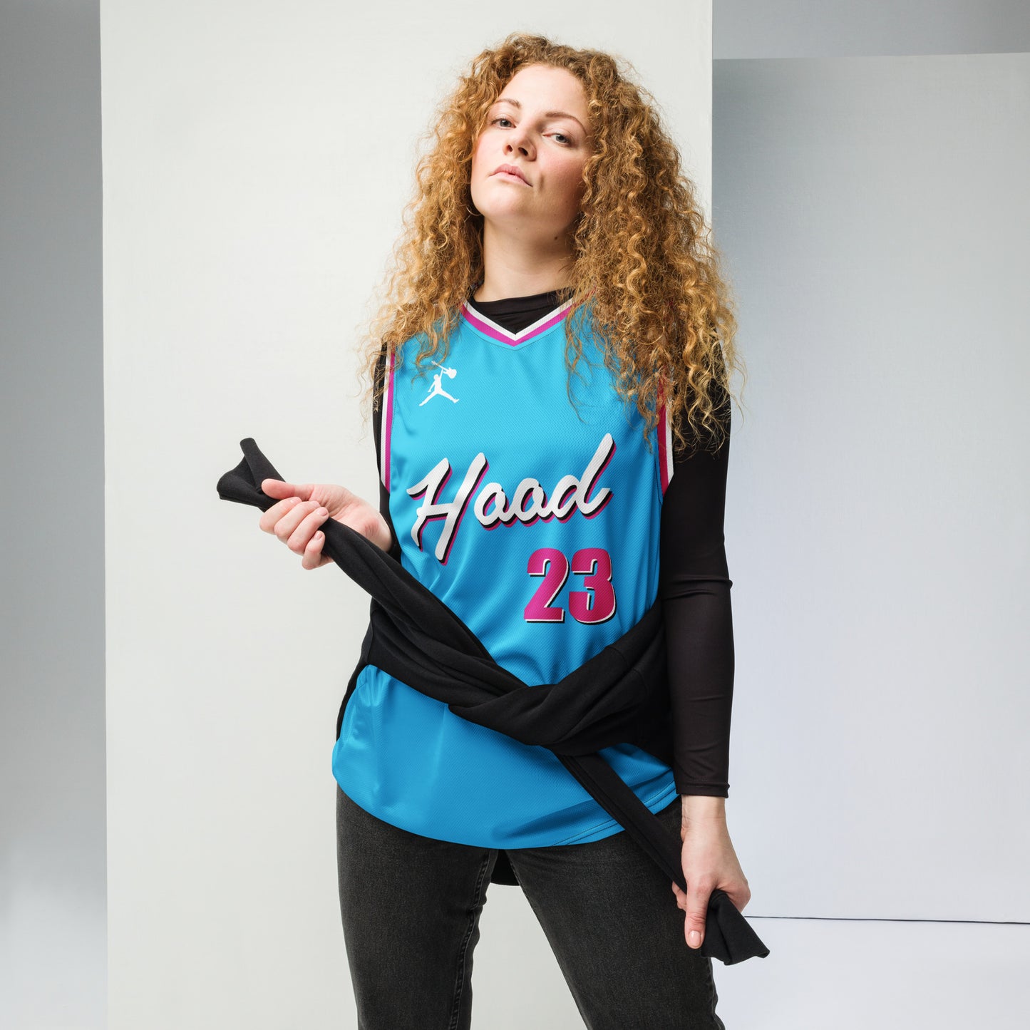Miami Hood Blue Recycled unisex basketball jersey