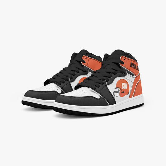 Cincy Football AJ1 Black High-Top Leather Sneakers