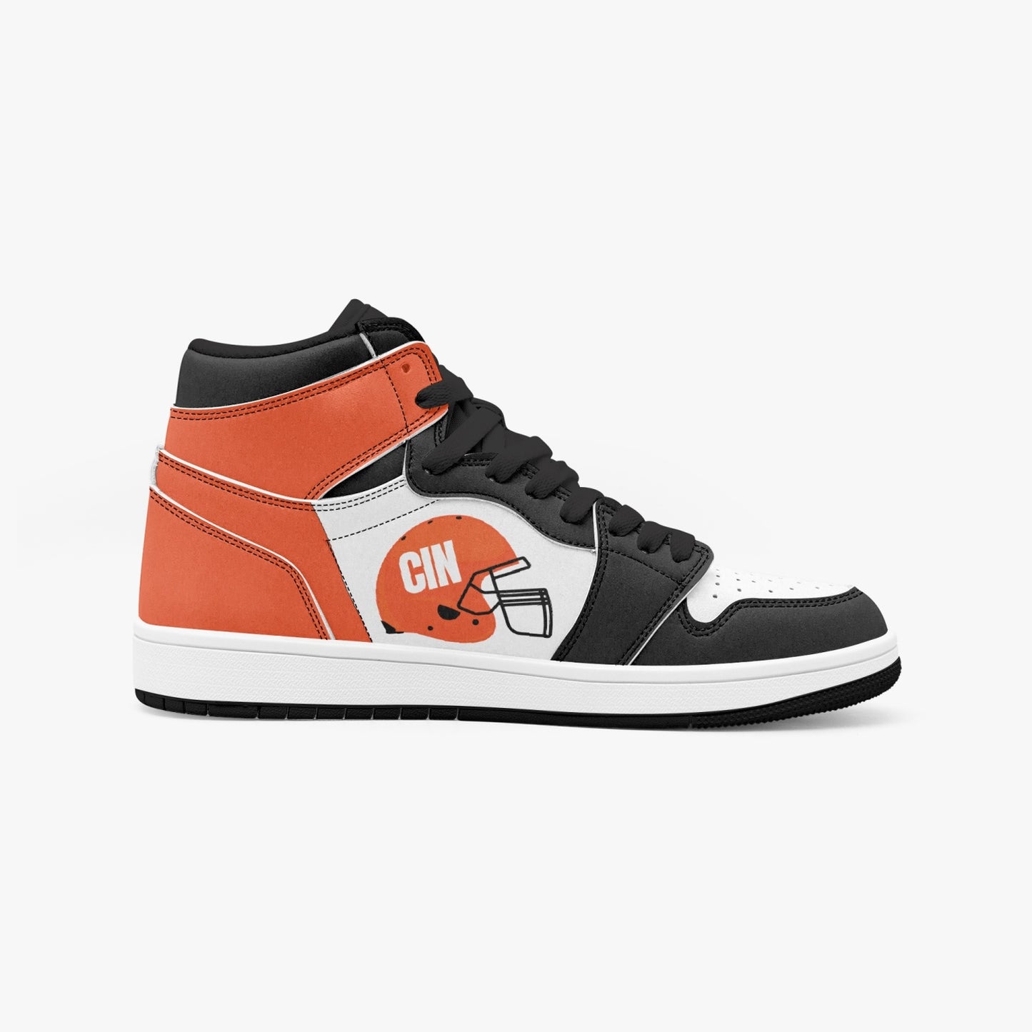 Cincy Football AJ1 Black High-Top Leather Sneakers