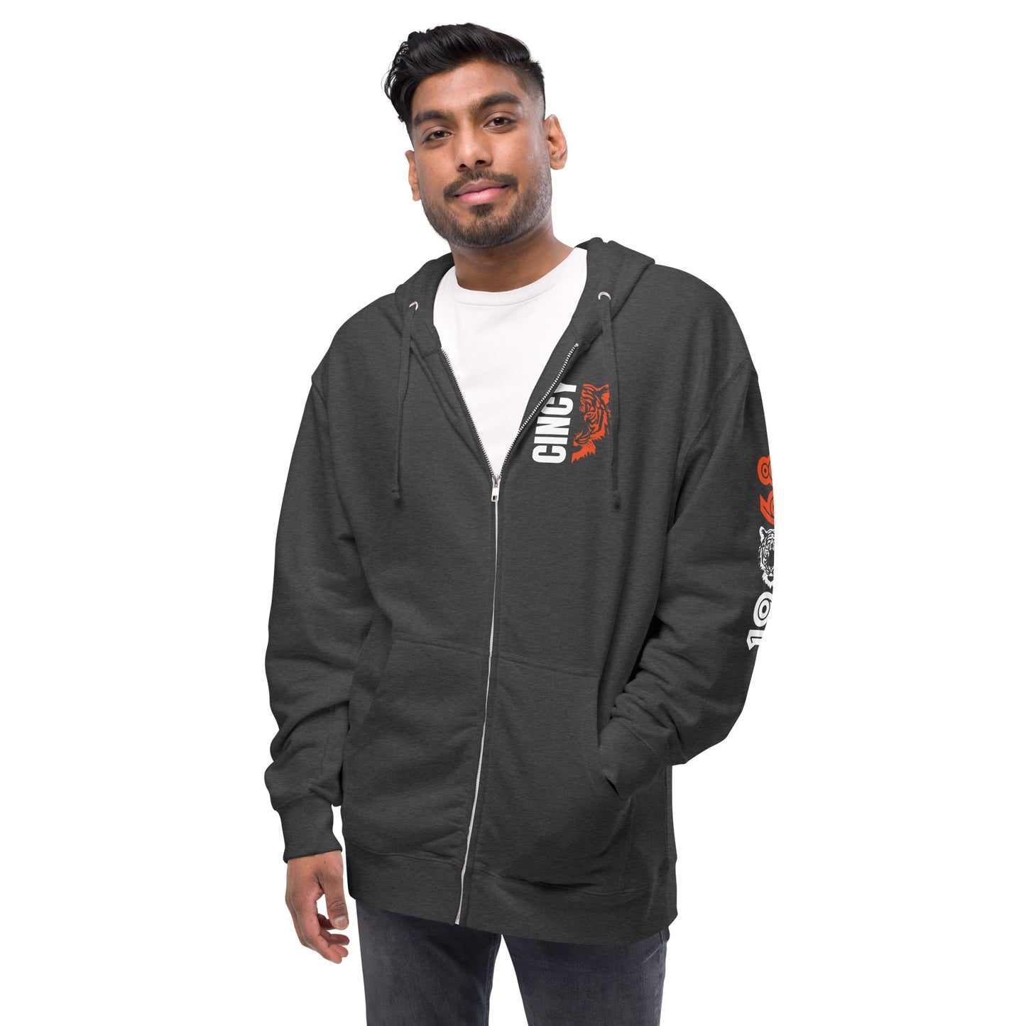 Cincy Tiger Split Unisex fleece zip up hoodie