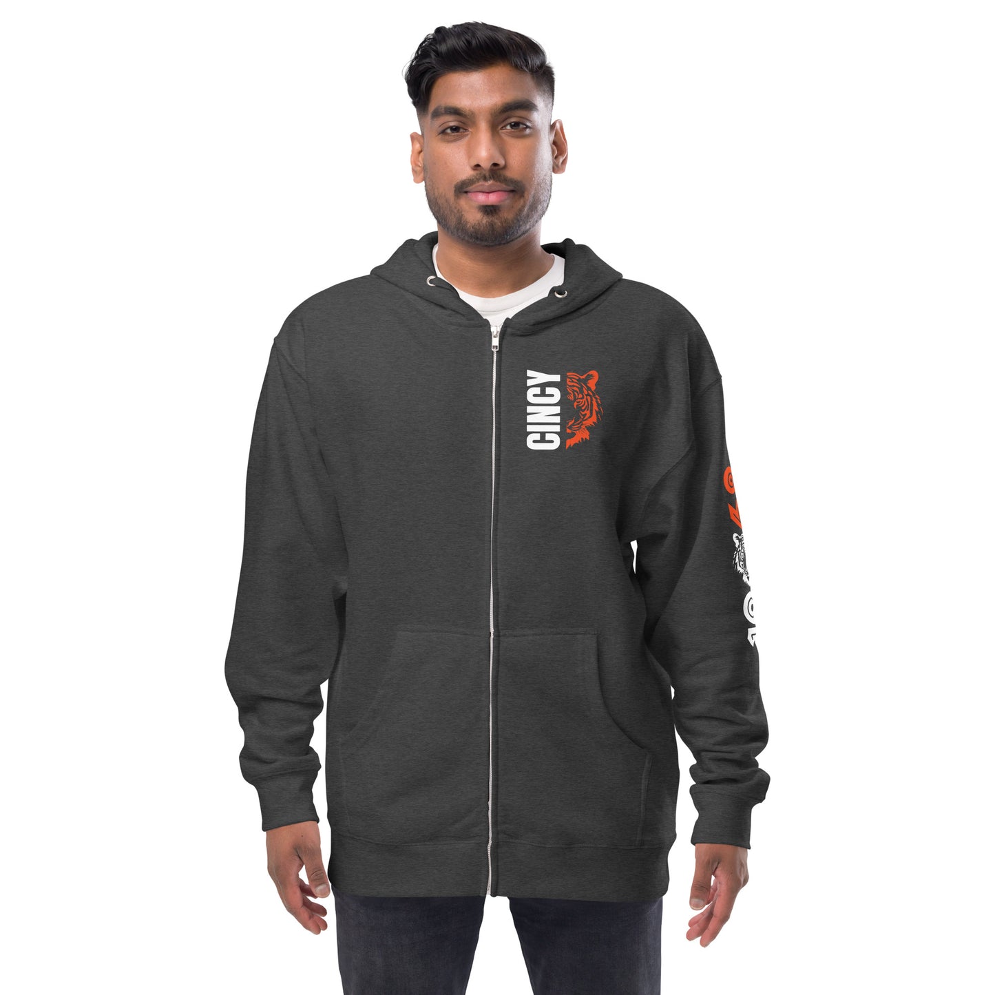 Cincy Tiger Split Unisex fleece zip up hoodie