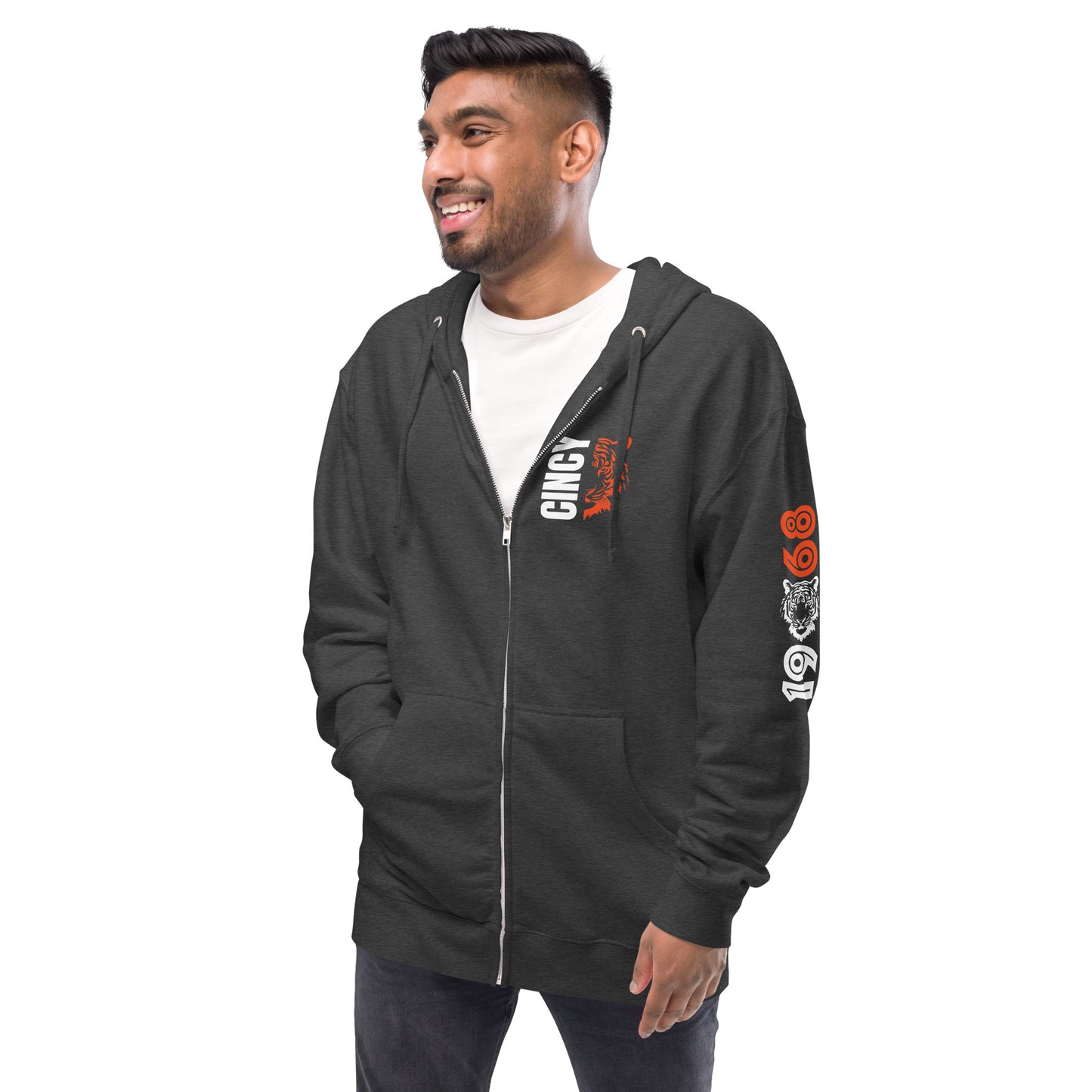 Cincy Tiger Split Unisex fleece zip up hoodie